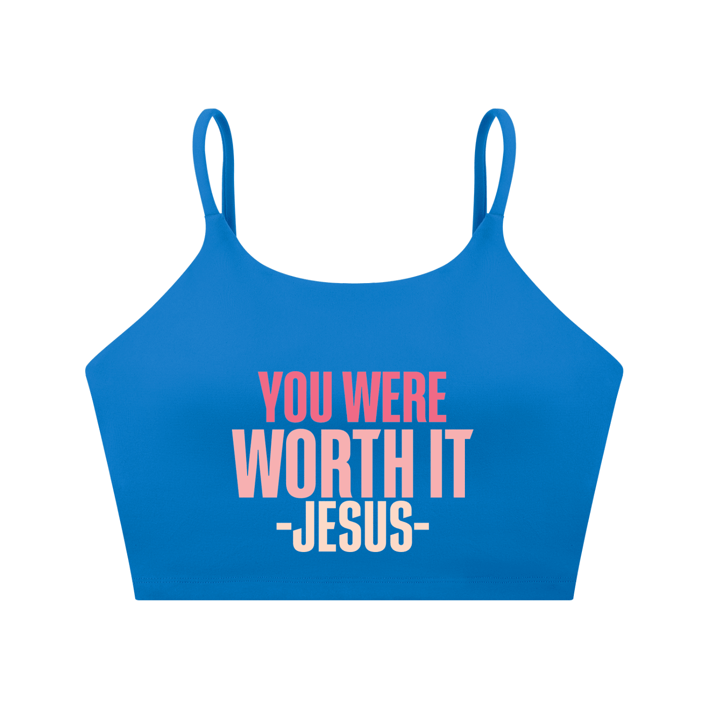 You Were Worth It Women's Christian Spaghetti Strap Yoga Sports Bra - ClaimedbyGodDesigns