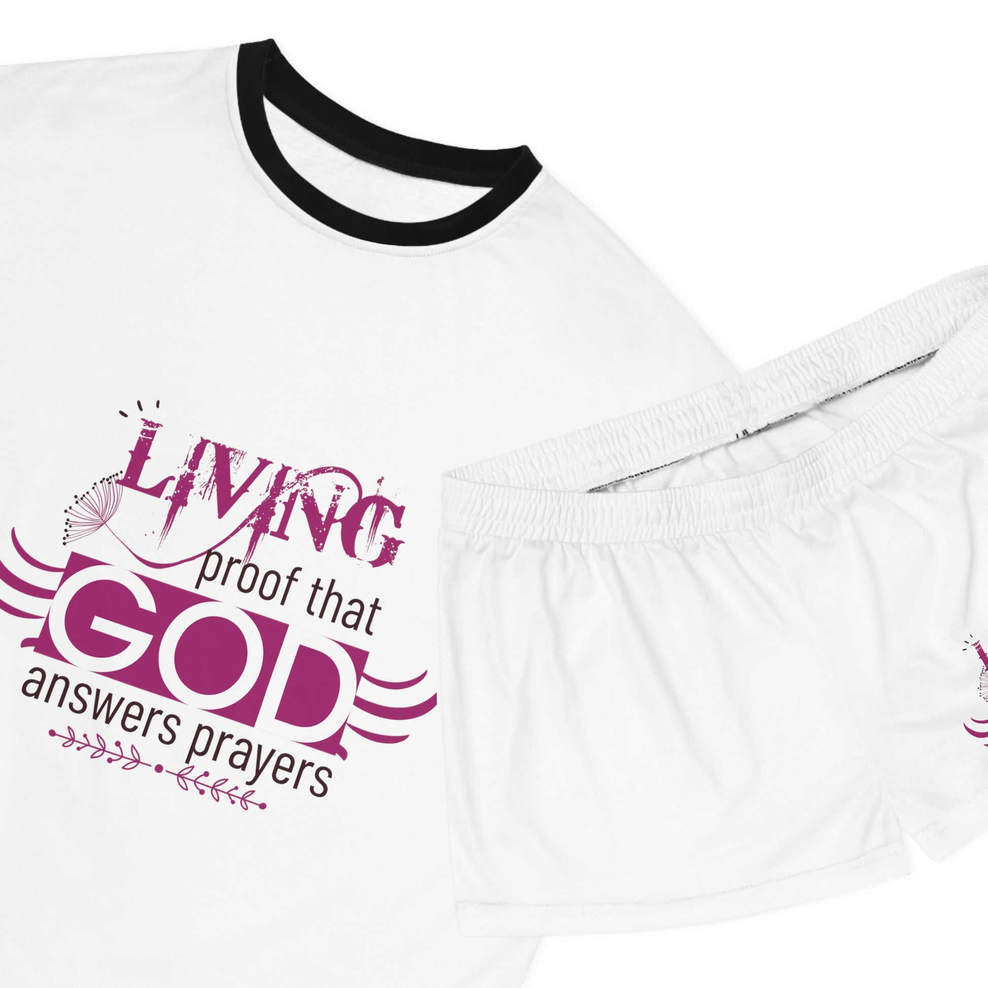 Living Proof That God Answer's Prayers Women's Christian Short Pajama Set Printify