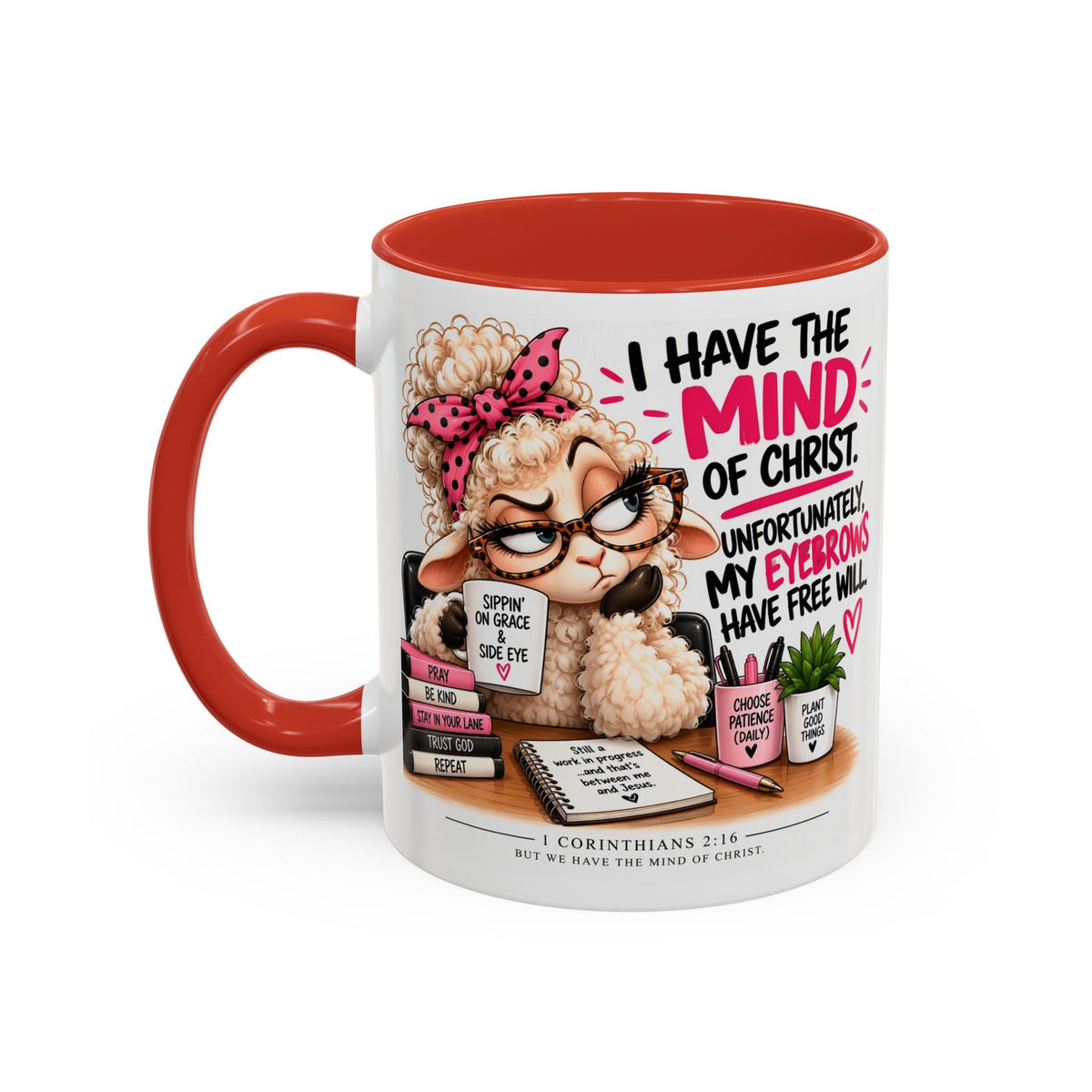 Christian Coffee Mug – "I Have the Mind of Christ" Funny Sheep Design (11/15 oz)