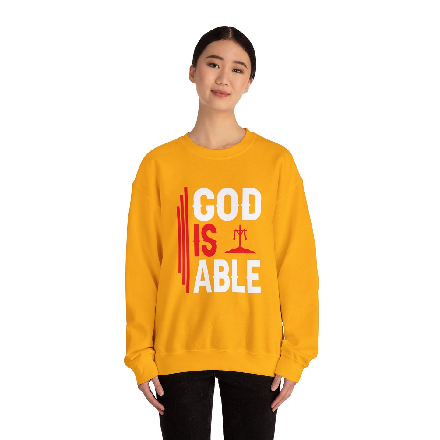 God Is Able  Unisex Heavy Blend™ Crewneck Christian Sweatshirt