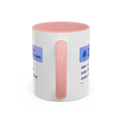 Conviction Notification Accent Coffee Mug - Unique Gift for Christians, Bible Study, Inspirational Drinkware, Alert and Verdict Theme - ClaimedbyGodDesigns