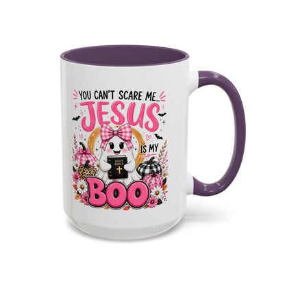You Can’t Scare Me Jesus Is My Boo Coffee Mug — Halloween Christian Accent Mug