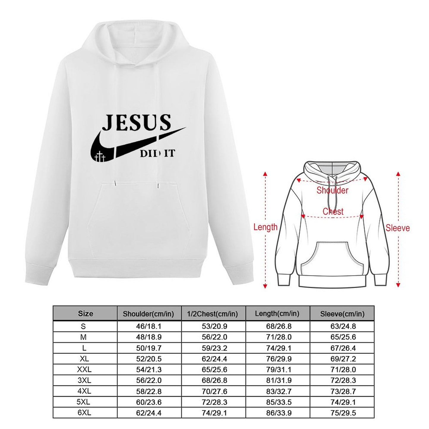 Jesus Did It (like Nike) Men's Christian Pullover Hooded Sweatshirt