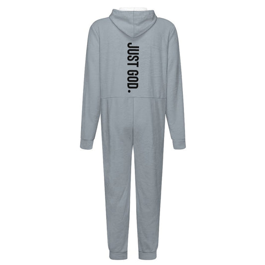 Just Him Men's Christian Flannel Zip up Jumpsuit Pajama Jumpsuit