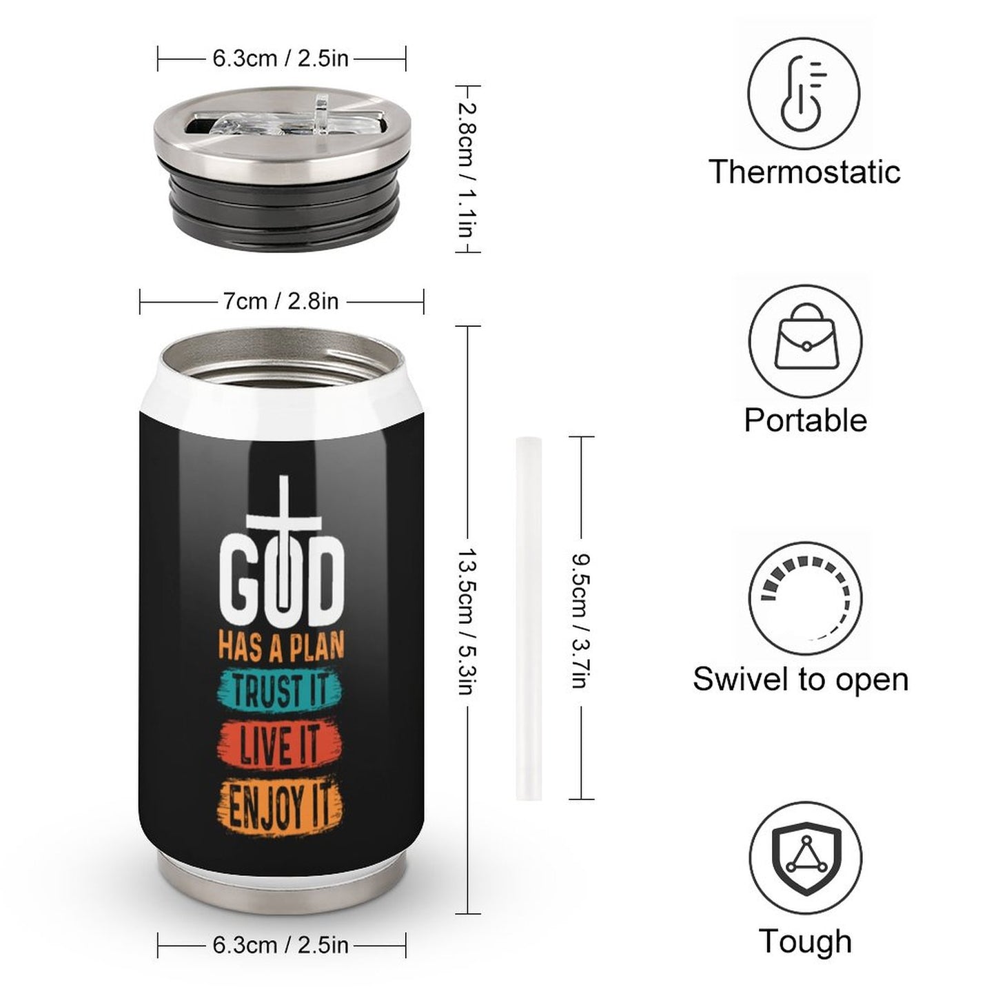 God Has A Plan Trust It Live It Enjoy It Unique Christian Stainless Steel Tumbler with Straw SALE-Personal Design