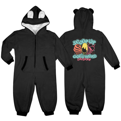 Scoop Up His Word One-Piece Zip up Hooded Pajamas for Little Kids (toddler)