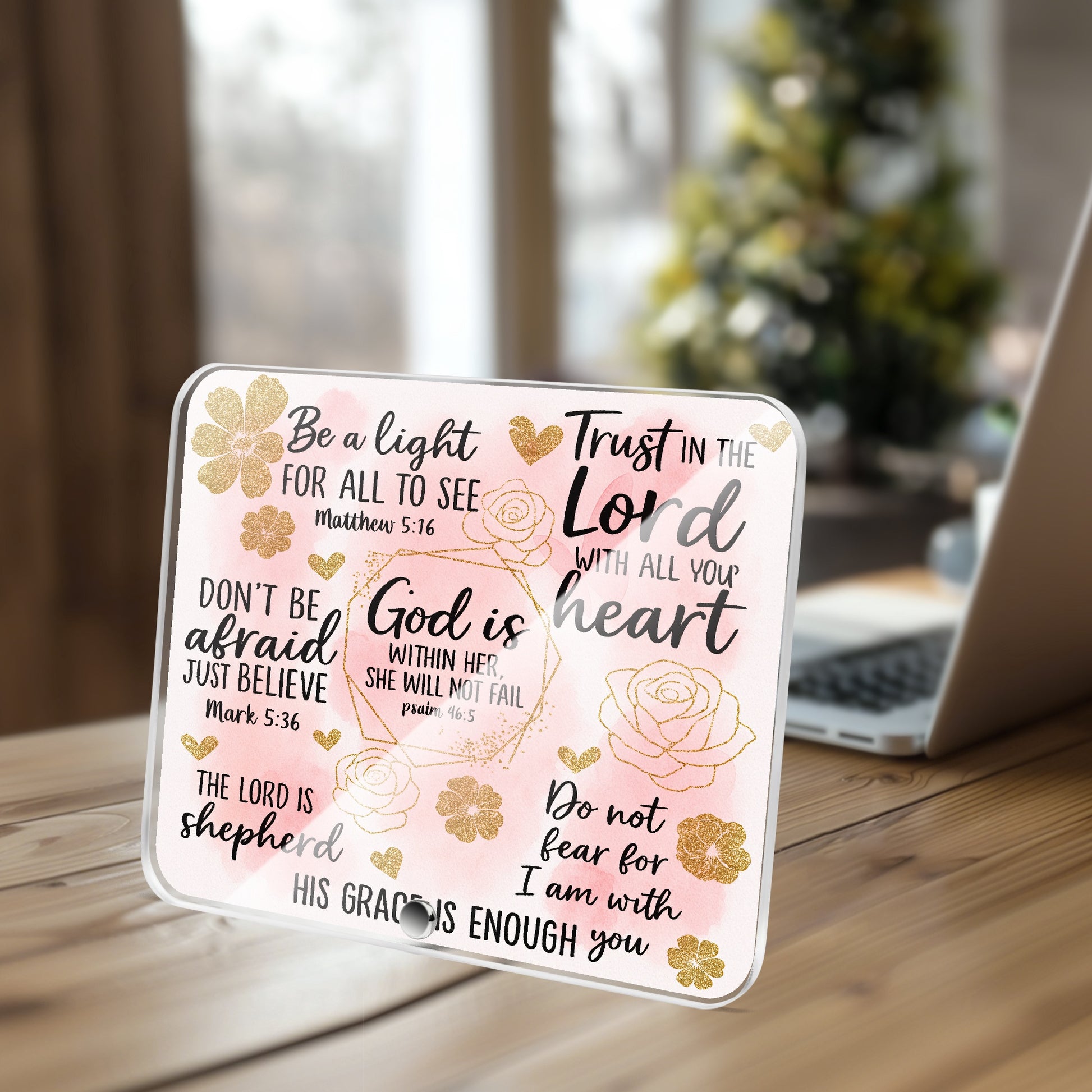 He Is Within Her Christian Acrylic Plaque with Stand - Rectangle - ClaimedbyGodDesigns