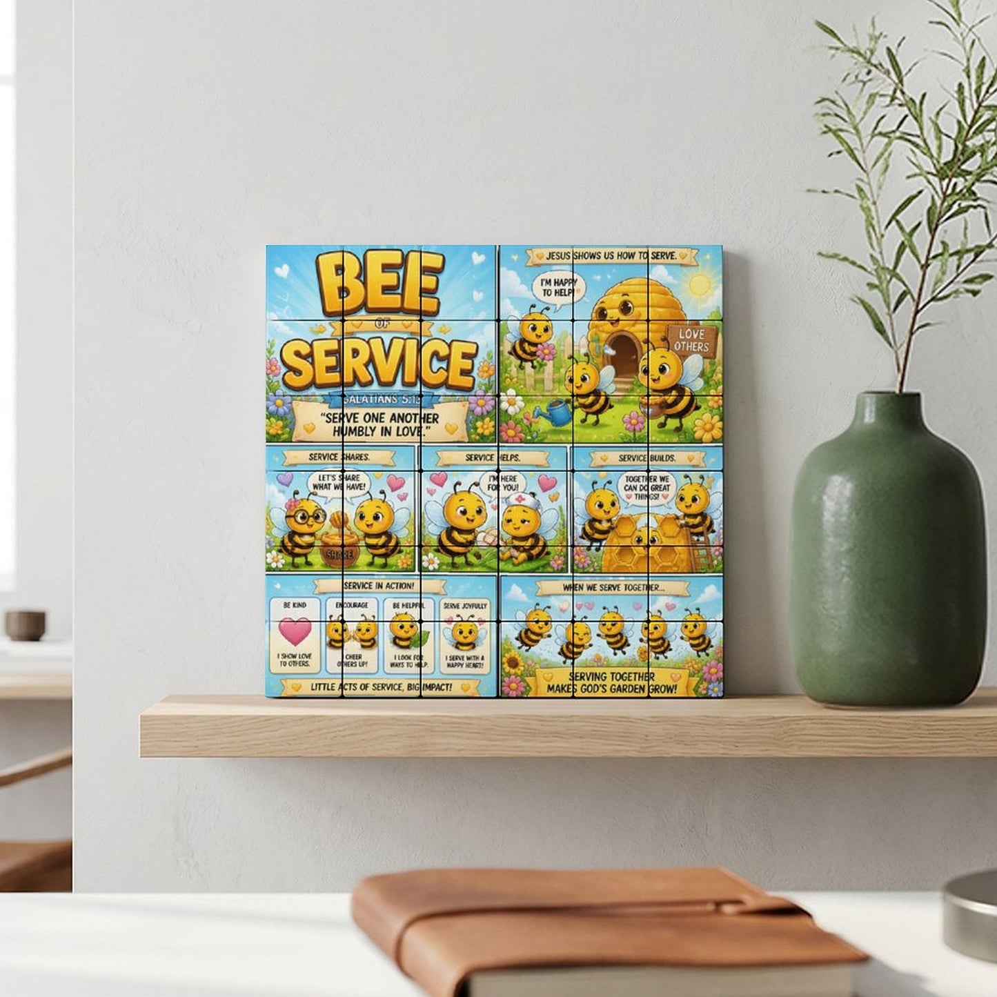 Bee of Service – Building Block Puzzle Ornament - ClaimedbyGodDesigns
