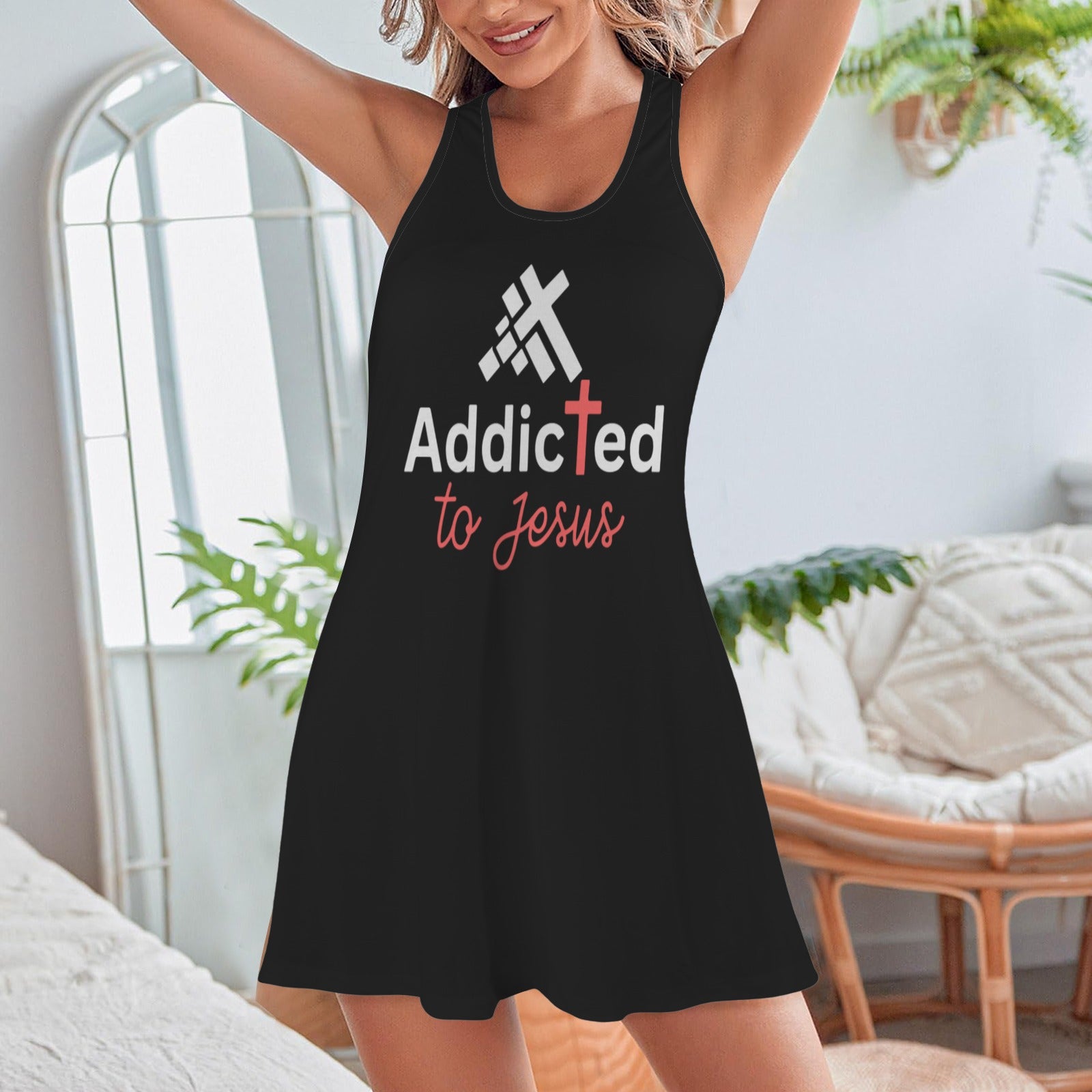 Addicted To Jesus Women's Christian Racer Vest Pajama Nightdress