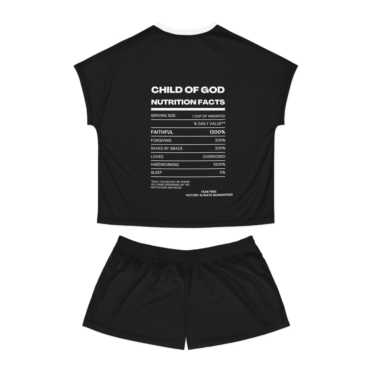 Child Of God Nutrition Facts Women's Christian Short Pajama Set Printify