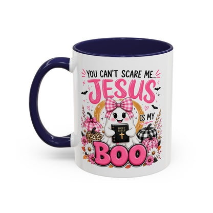 You Can’t Scare Me Jesus Is My Boo Coffee Mug — Halloween Christian Accent Mug