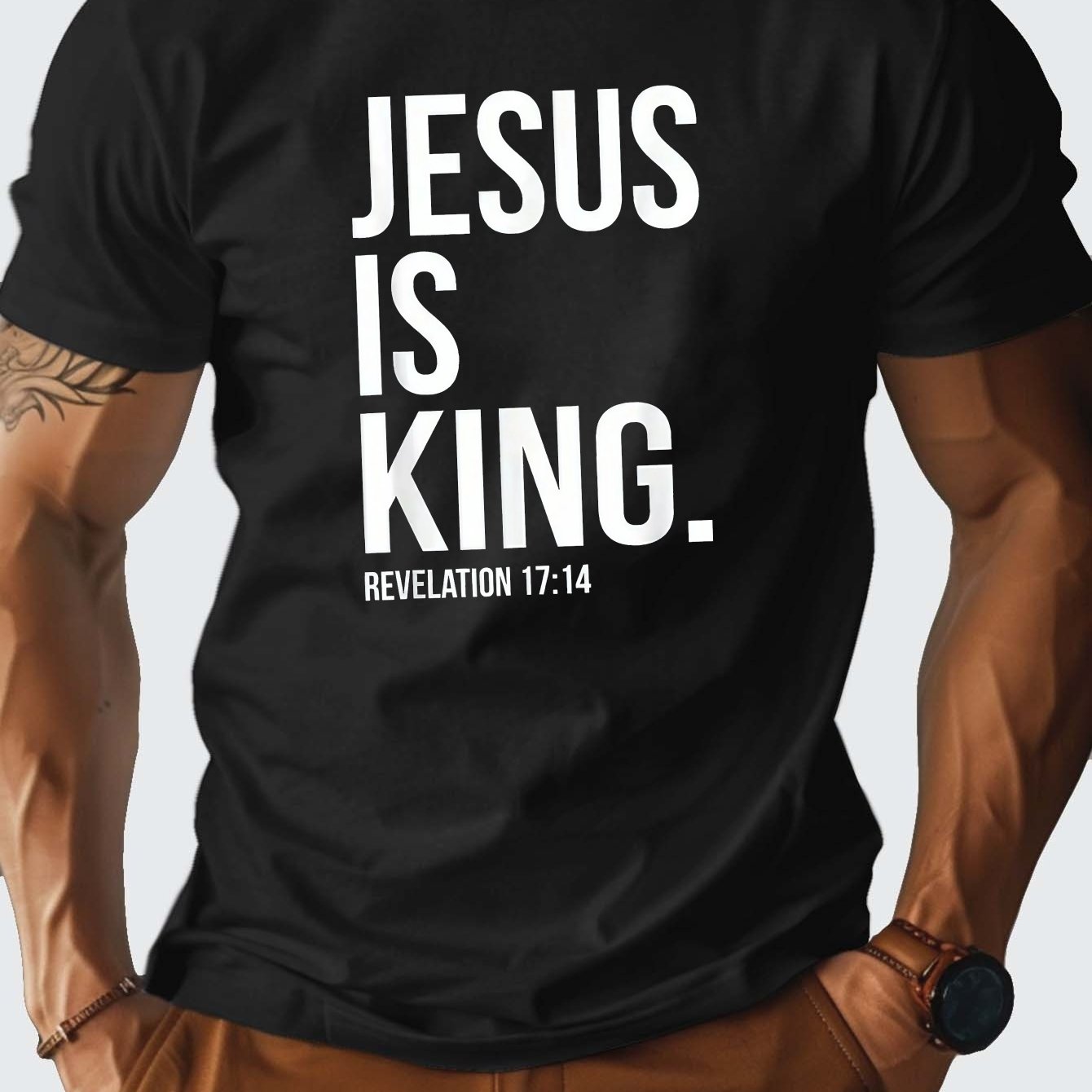 Revelation 17:14 JESUS IS KING Men's Christian T-shirt claimedbygoddesigns
