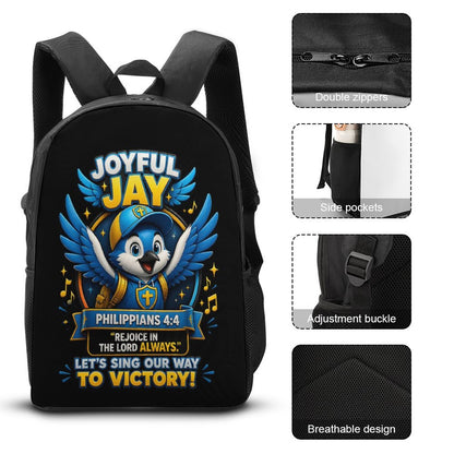 Joyful Jay Christian 3 PCS Bag Set (Backpack, Lunch Bag and Pencil Case) - ClaimedbyGodDesigns
