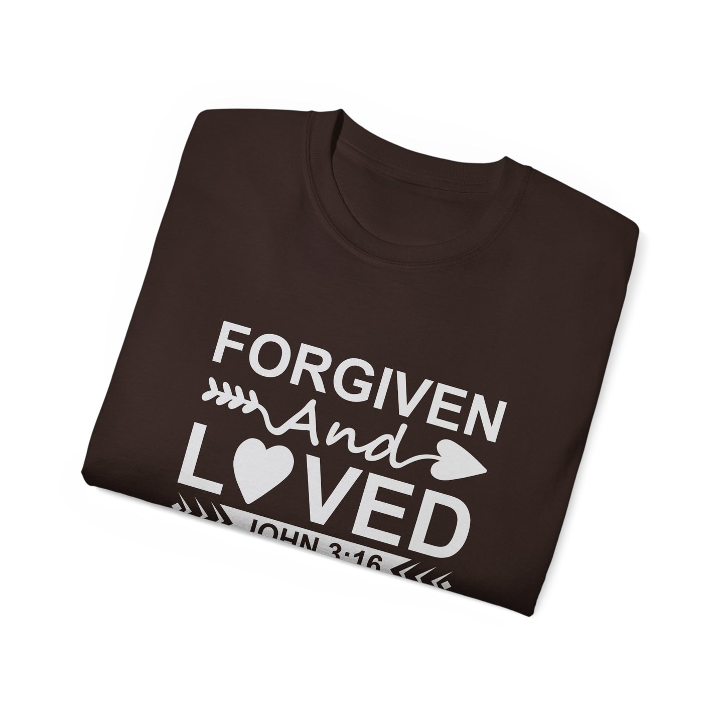 John 3:16 Forgiven And Loved Unisex Christian Ultra Cotton Tee Printify