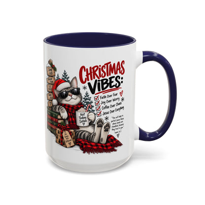 Christmas Vibes: Jesus Over Everything Santa Cat Coffee Mug