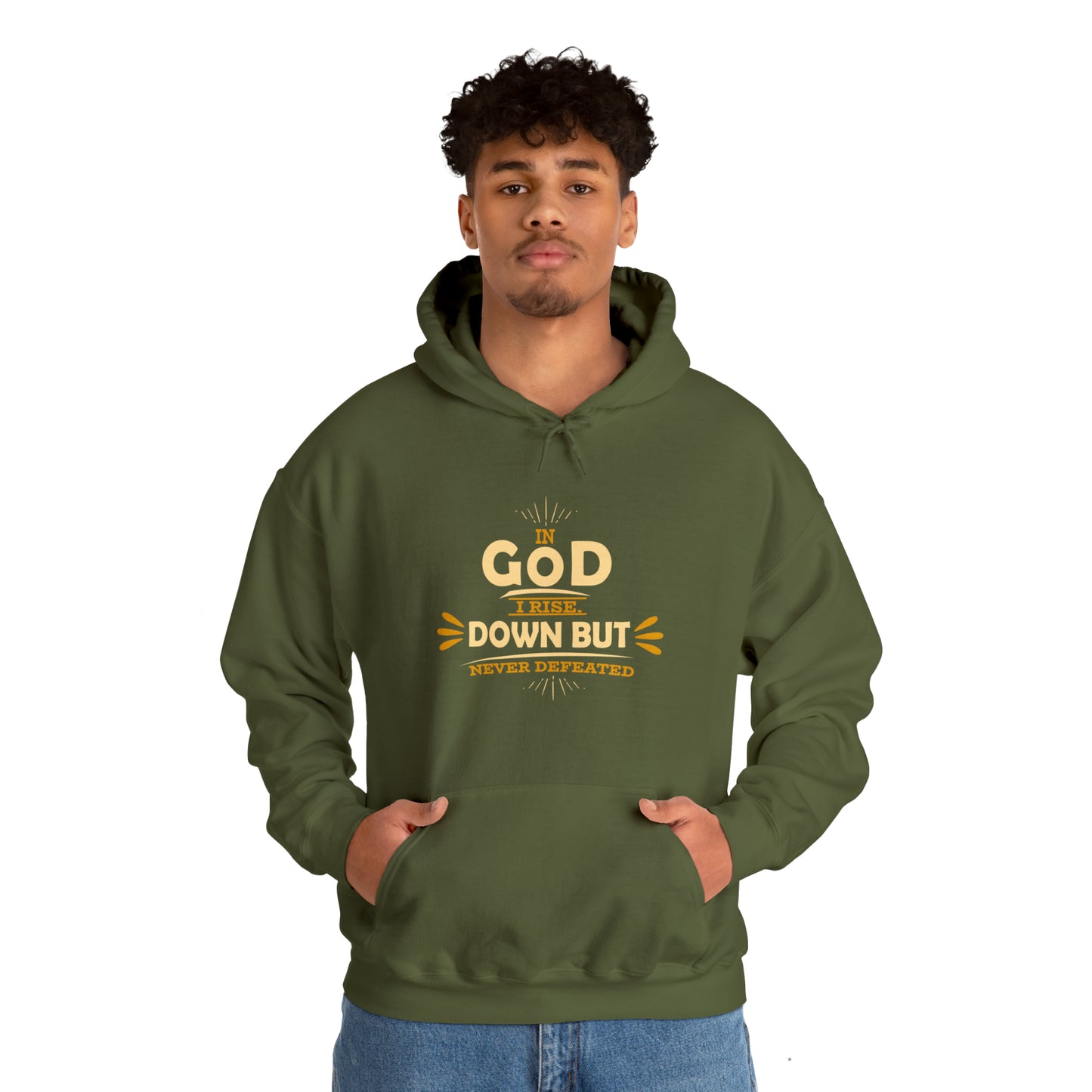 In God I Rise Down But Never Defeated Unisex Hooded Sweatshirt