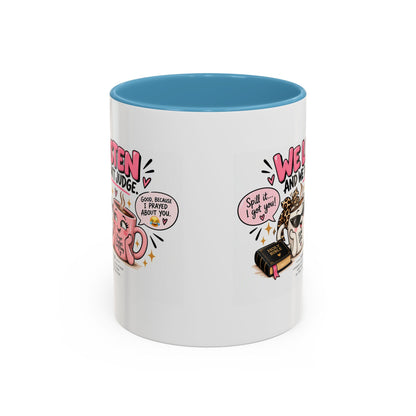 Coffee Mug — "We Listen and We Don't Judge" Inspirational Pink Ceramic Mug (11/15oz)