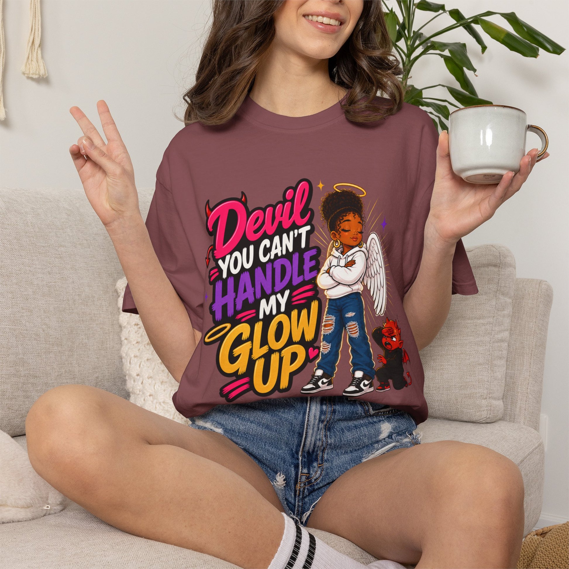 Devil You Can't Handle My Glow Up T-Shirt — Angel Girl Graphic Tee - ClaimedbyGodDesigns