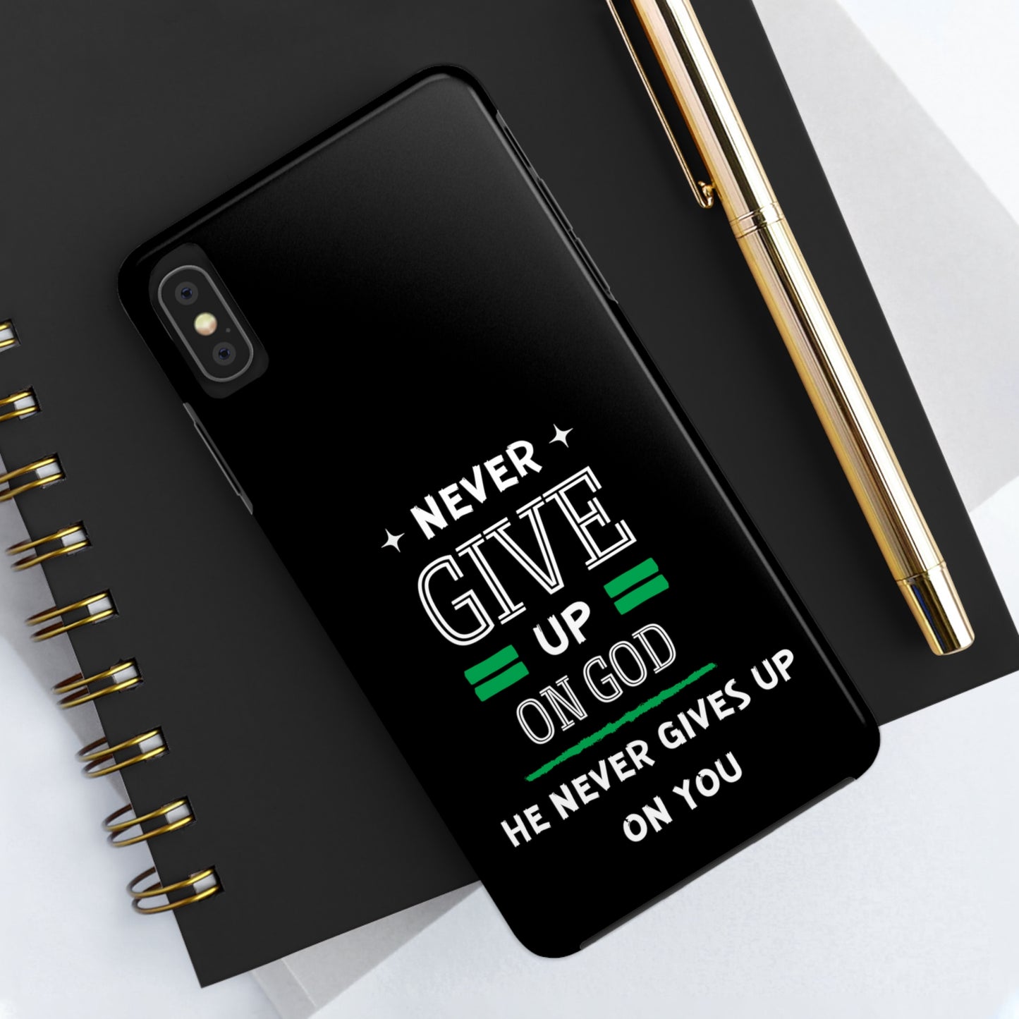 Never Give Up On God He Never Gives Up On You Christian Phone Tough Phone Cases, Case-Mate Printify