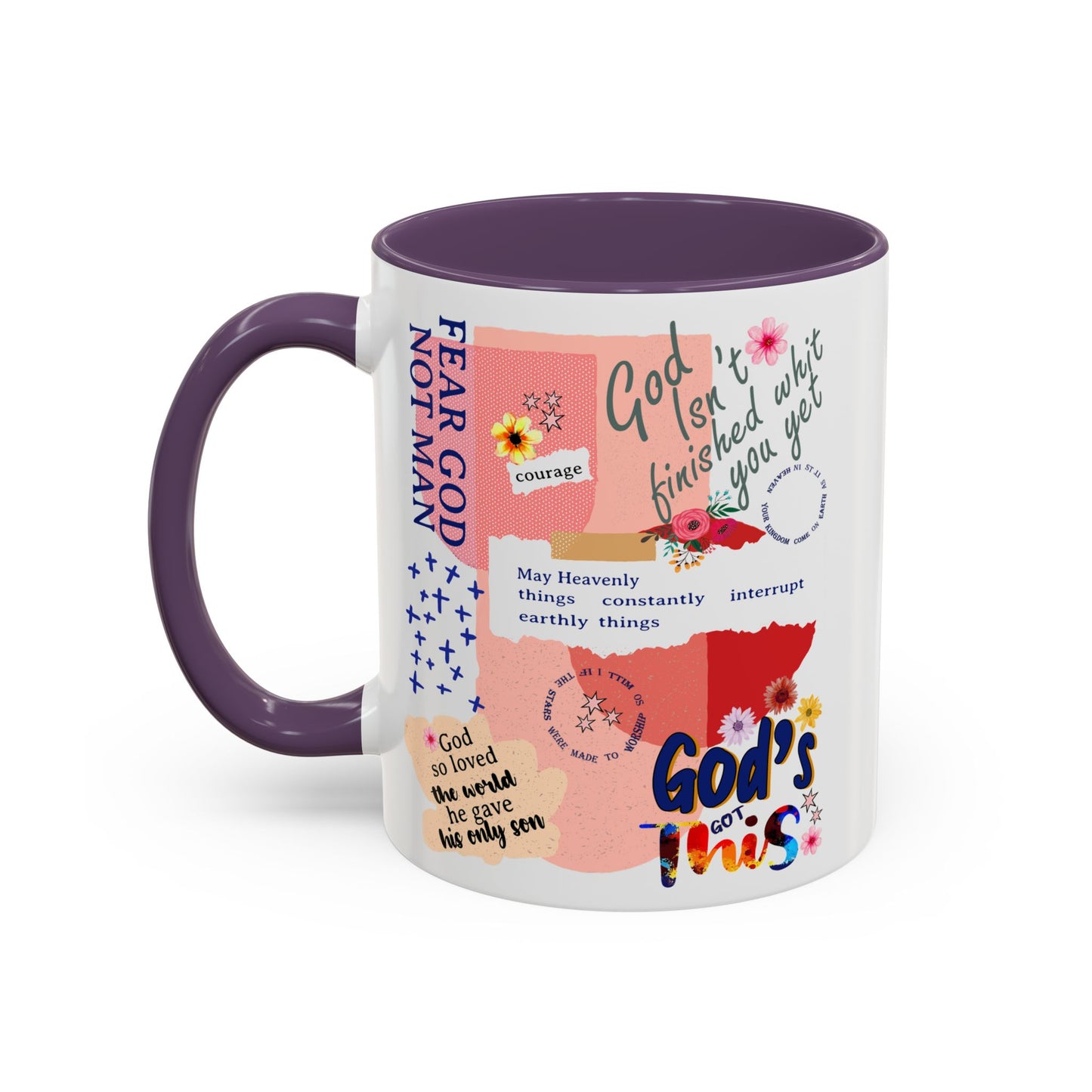 Inspirational Accent Coffee Mug - 11 & 15oz - Fear Him Not Man - Perfect Gift for Friends and Family