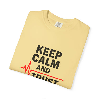 Funny Inspirational Graphic Tee, Keep Calm Trust Jesus T-shirt, Christian Faith Shirt, Casual Everyday Wear, Unique Gift for Believers