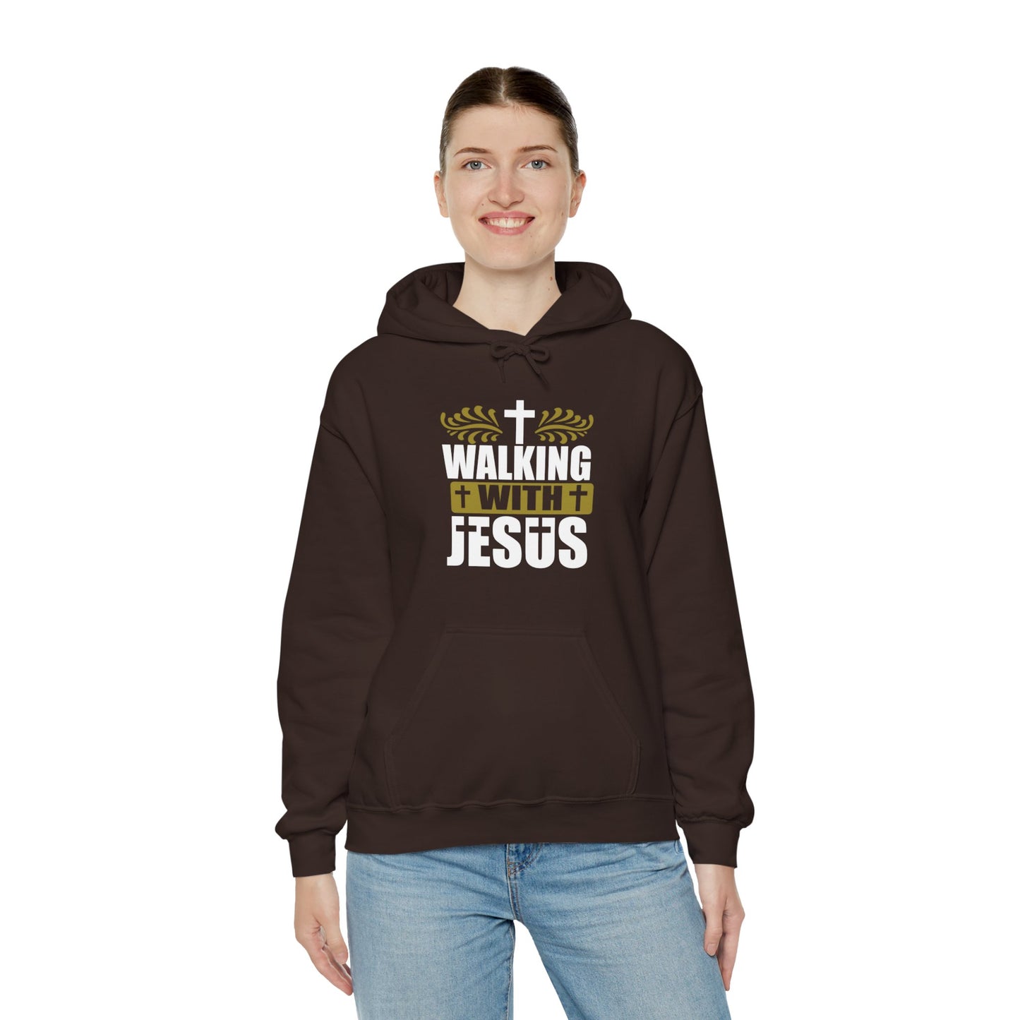 Walking With Jesus Unisex Christian Pullover Hooded Sweatshirt