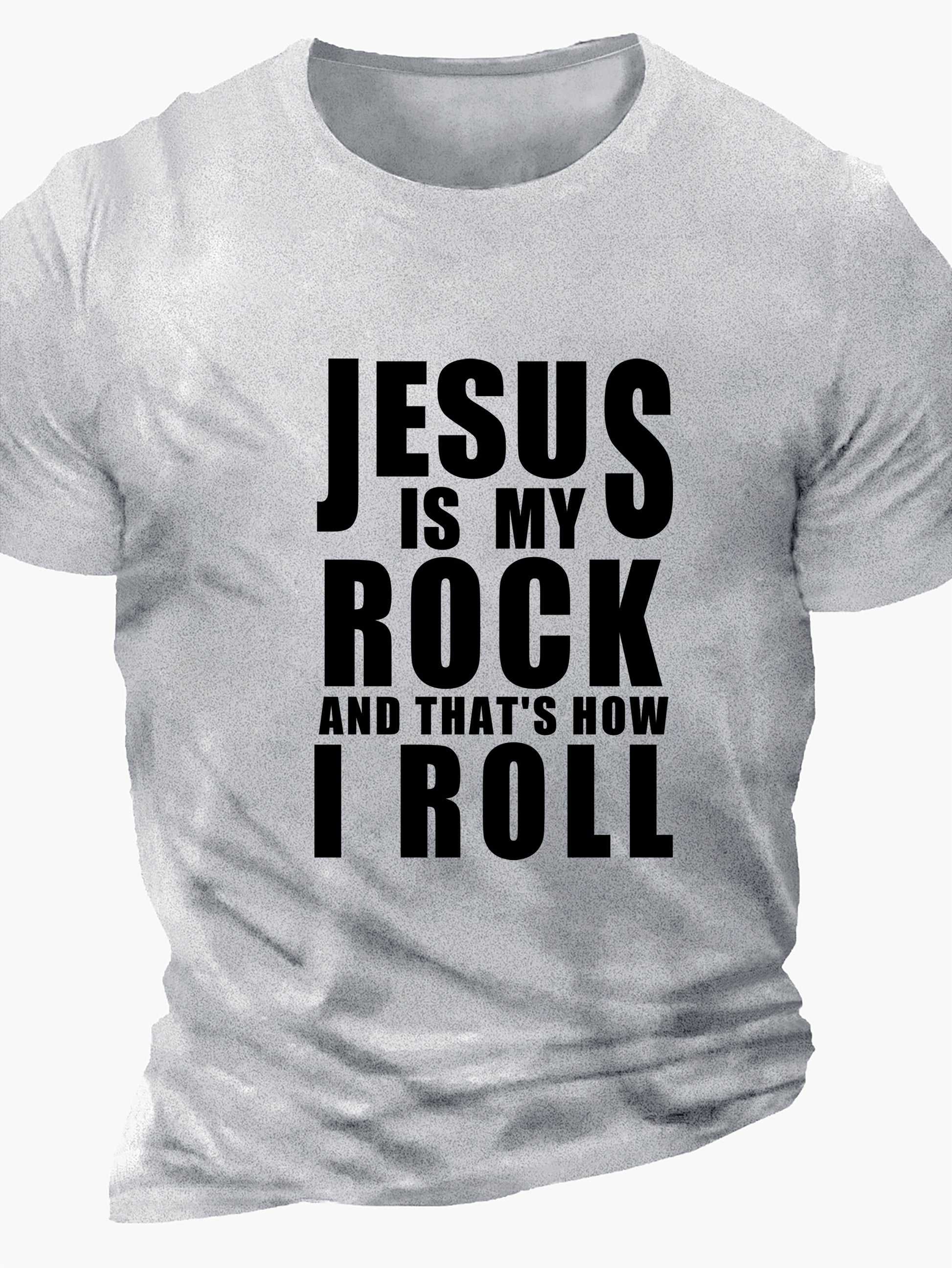 Jesus Is My Rock And That's How I Roll Plus Size Men's Christian T-shirt claimedbygoddesigns