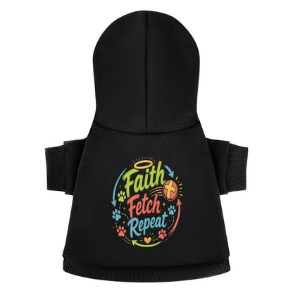Faith Fetch Repeat Christian Pet Hooded Pullover Sweatshirt Dog Hoodie Warm, Soft & Breathable - ClaimedbyGodDesigns