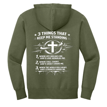 3 Things That Keep Me Standing Unisex Christian Full-zip Hooded Sweatshirt - ClaimedbyGodDesigns