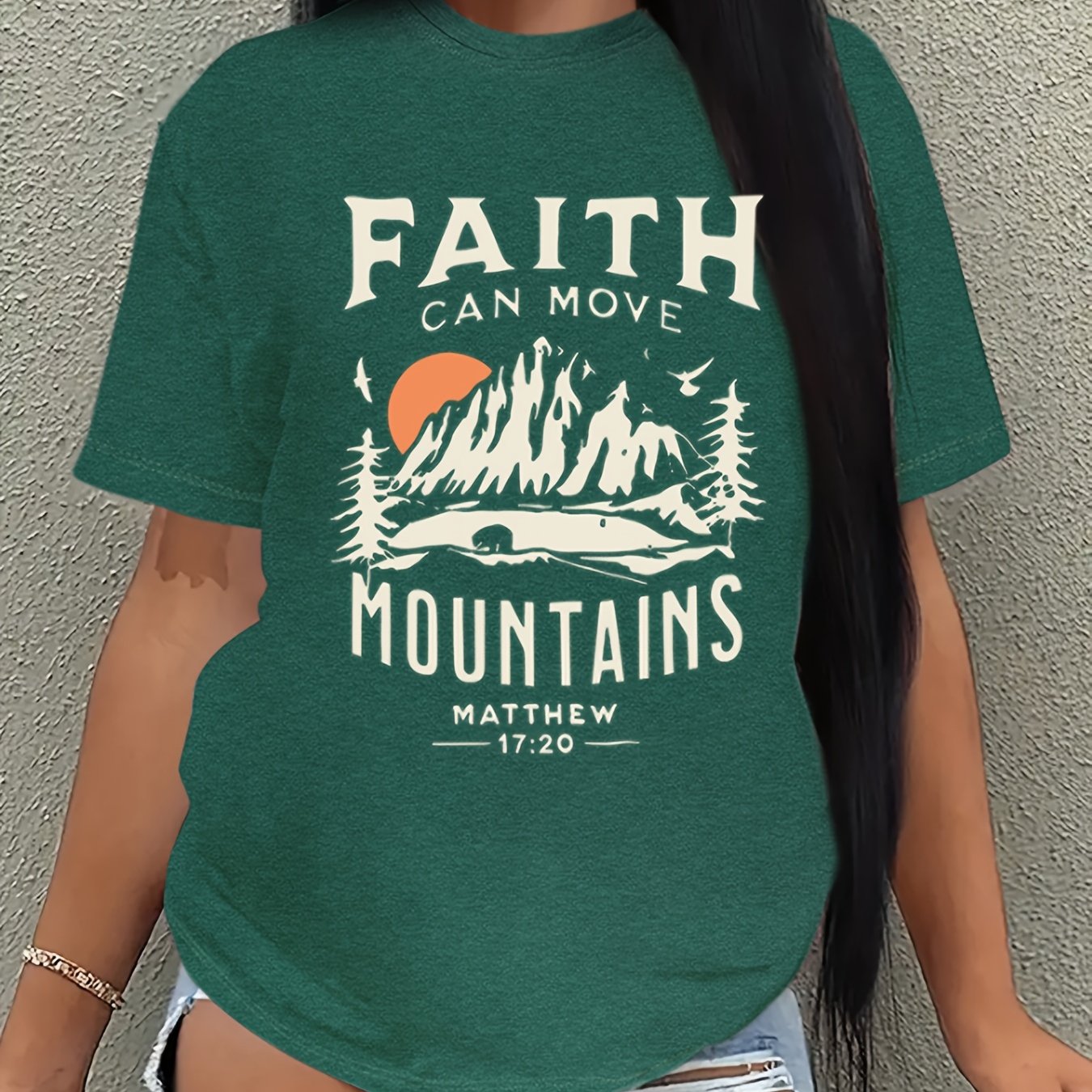 Faith Can Move Mountains Plus Size Women's Christian Casual Outfit claimedbygoddesigns