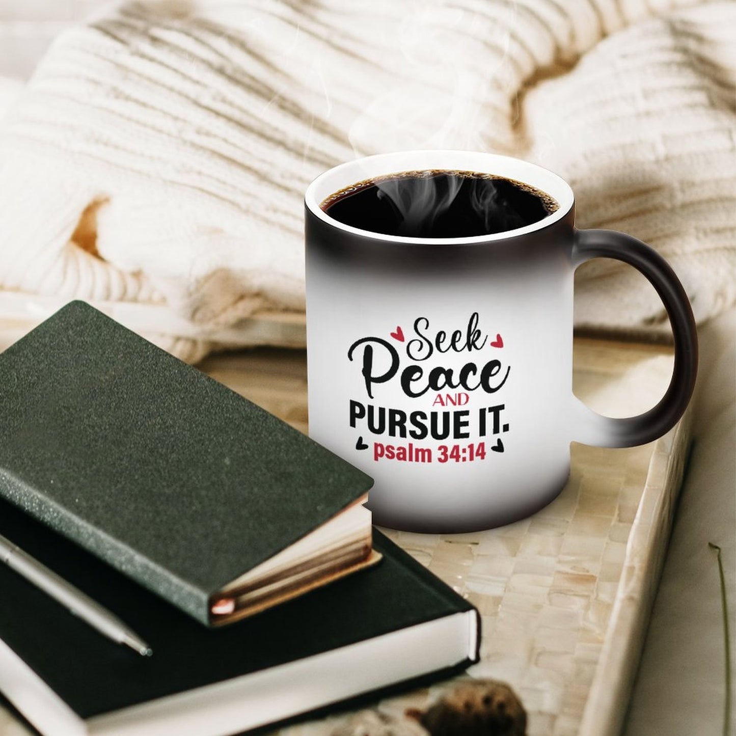Seek Peace And Pursue It Psalm 34:14 Christian Color Changing Mug (Dual-sided )
