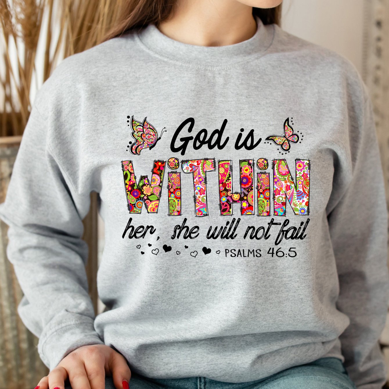 God Is Within Her She Will Not Fail Women's Christian Pullover Sweatshirt claimedbygoddesigns