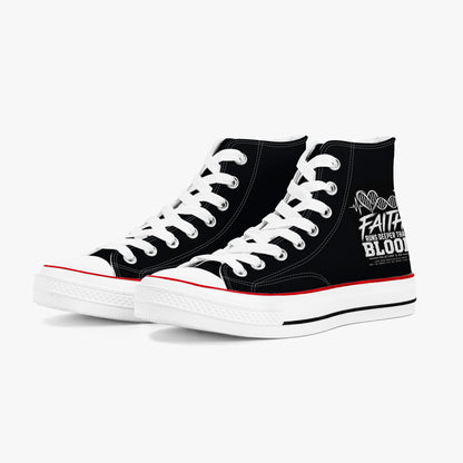 Faith Runs Deeper Than Blood unisex Christian high-top canvas sneakers, view 10