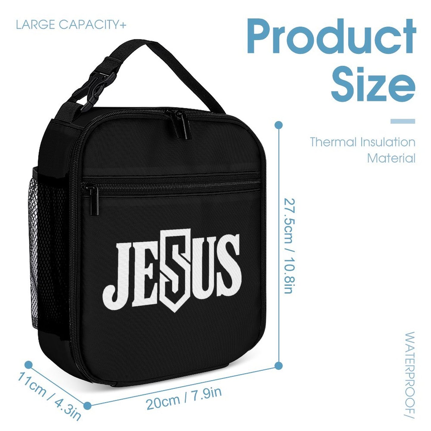 Jesus 3 Pcs School Christian Backpack Set for Kids (Backpack, Kid's Insulated Lunch Bag & Pencil Case Organizer)