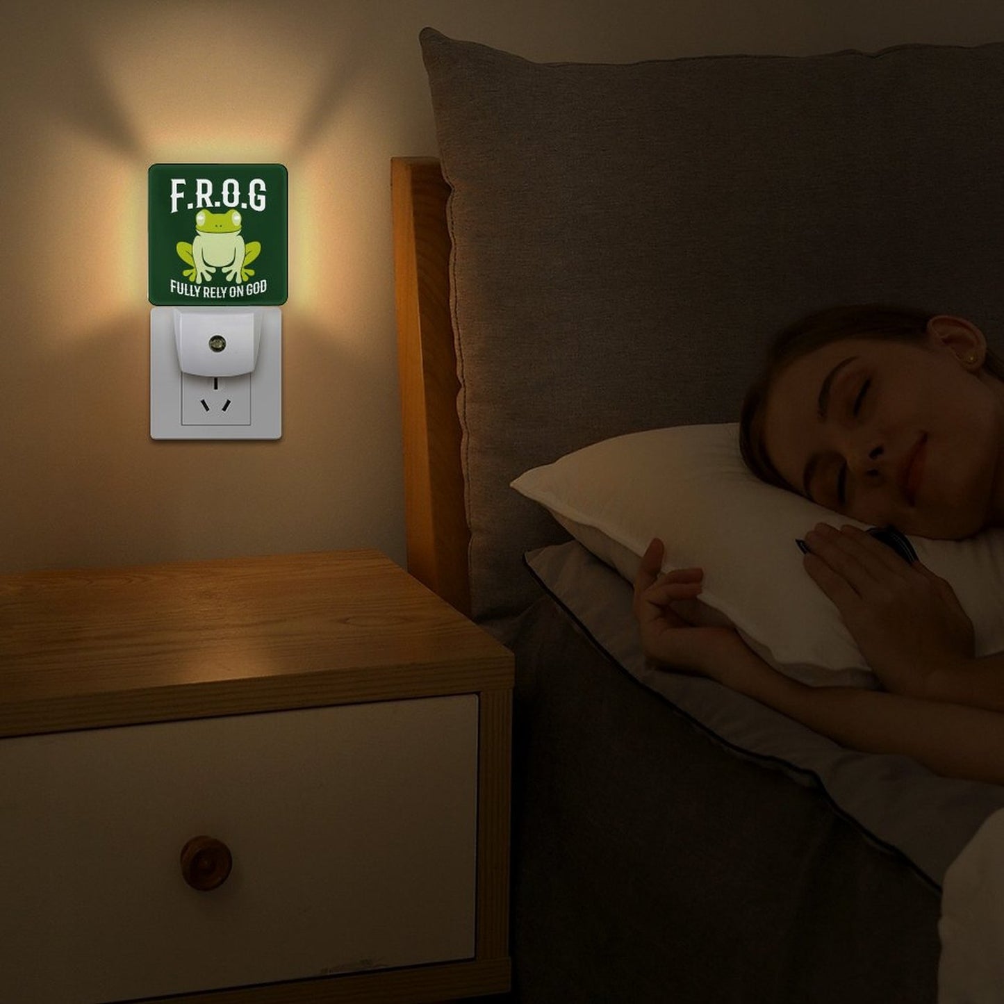 Fully Rely On Him (frog) Christian Night Light For Kids - ClaimedbyGodDesigns
