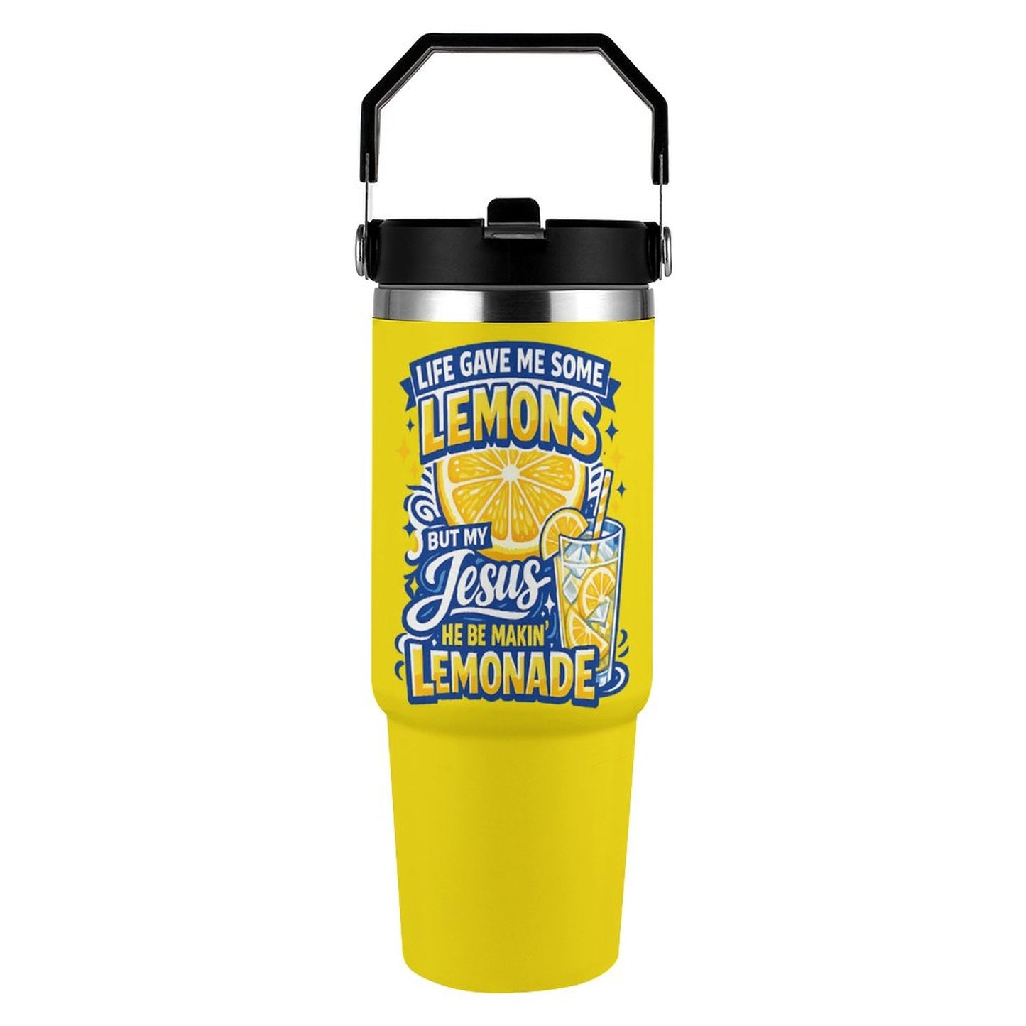 Life Gave Me Some Lemons 30oz Christian Tumbler with Handle - ClaimedbyGodDesigns