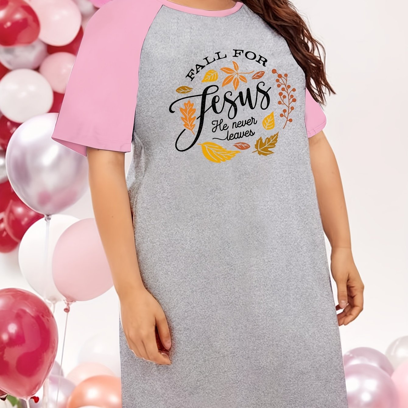 Fall For Jesus He Never Leaves Plus Size Women's Christian Pajamas claimedbygoddesigns