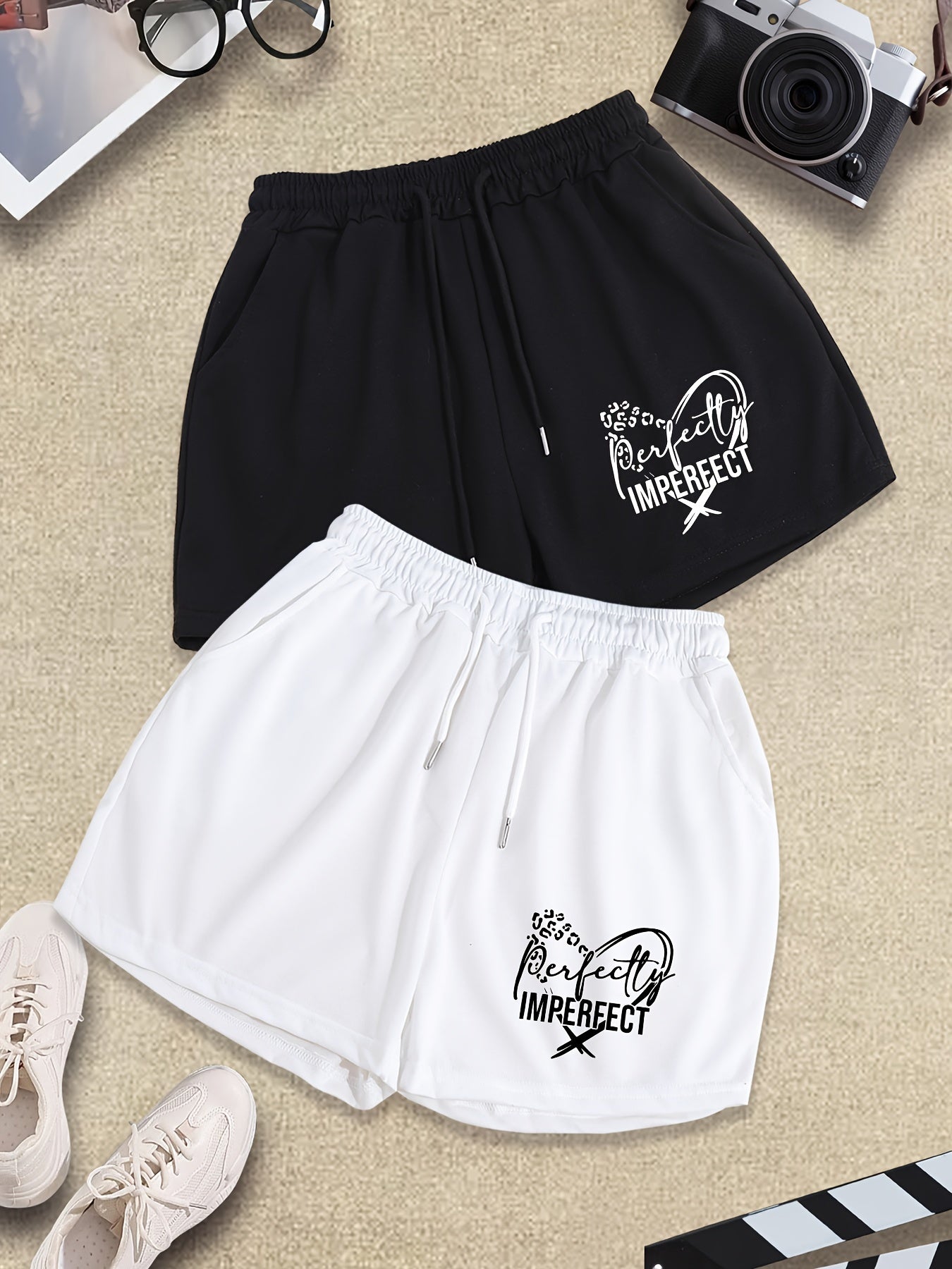 Perfectly Imperfect 2Pcs Plus Size Women's Christian Shorts claimedbygoddesigns