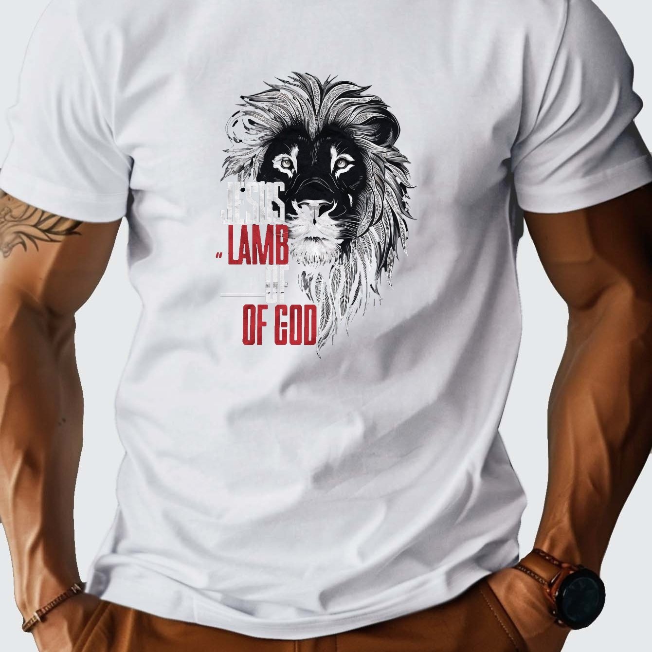 JESUS LAMB OF God Men's Christian T-shirt claimedbygoddesigns