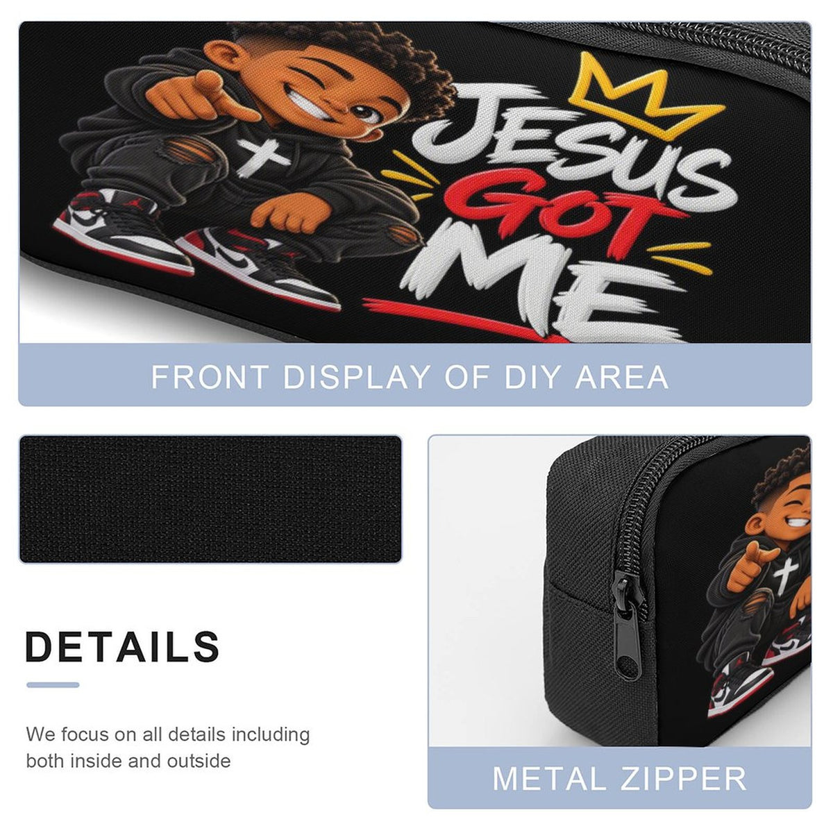 Jesus Got Me 3 PCS Christian Kids Backpack Set (Backpack, Lunch Bag and Pencil Case) - ClaimedbyGodDesigns