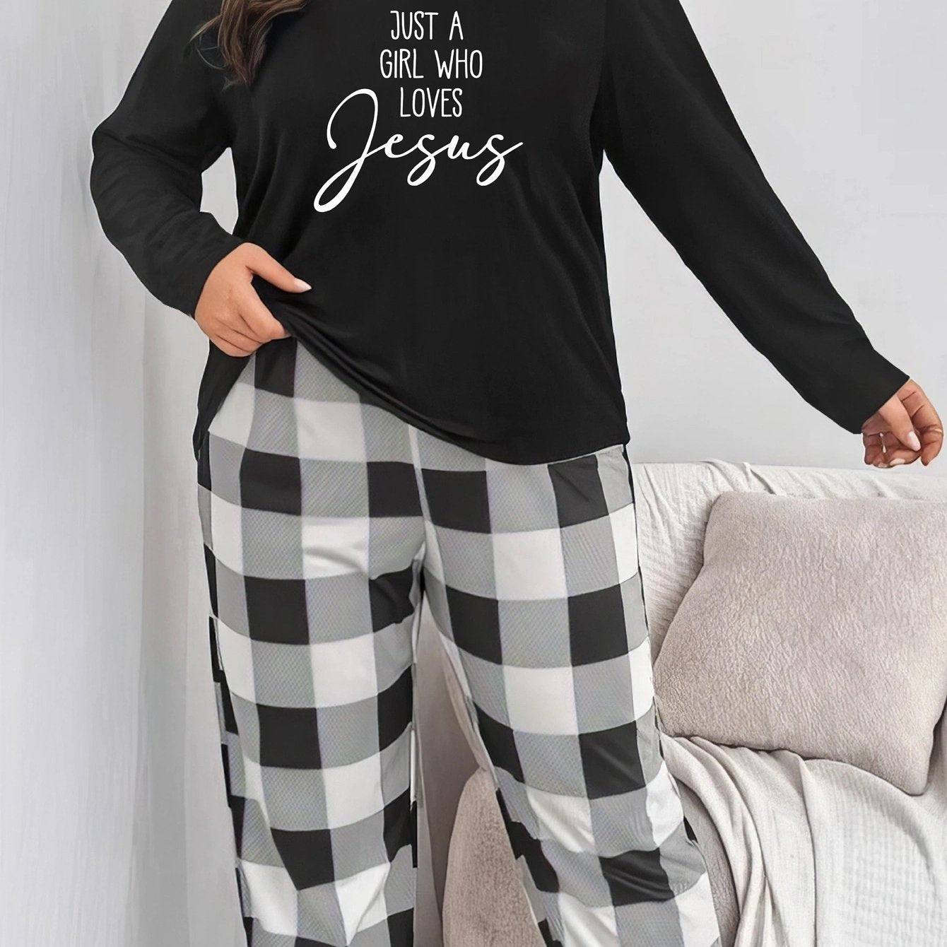 Just A Girl Who Loves Jesus Plus Size Women's Christian Pajamas claimedbygoddesigns