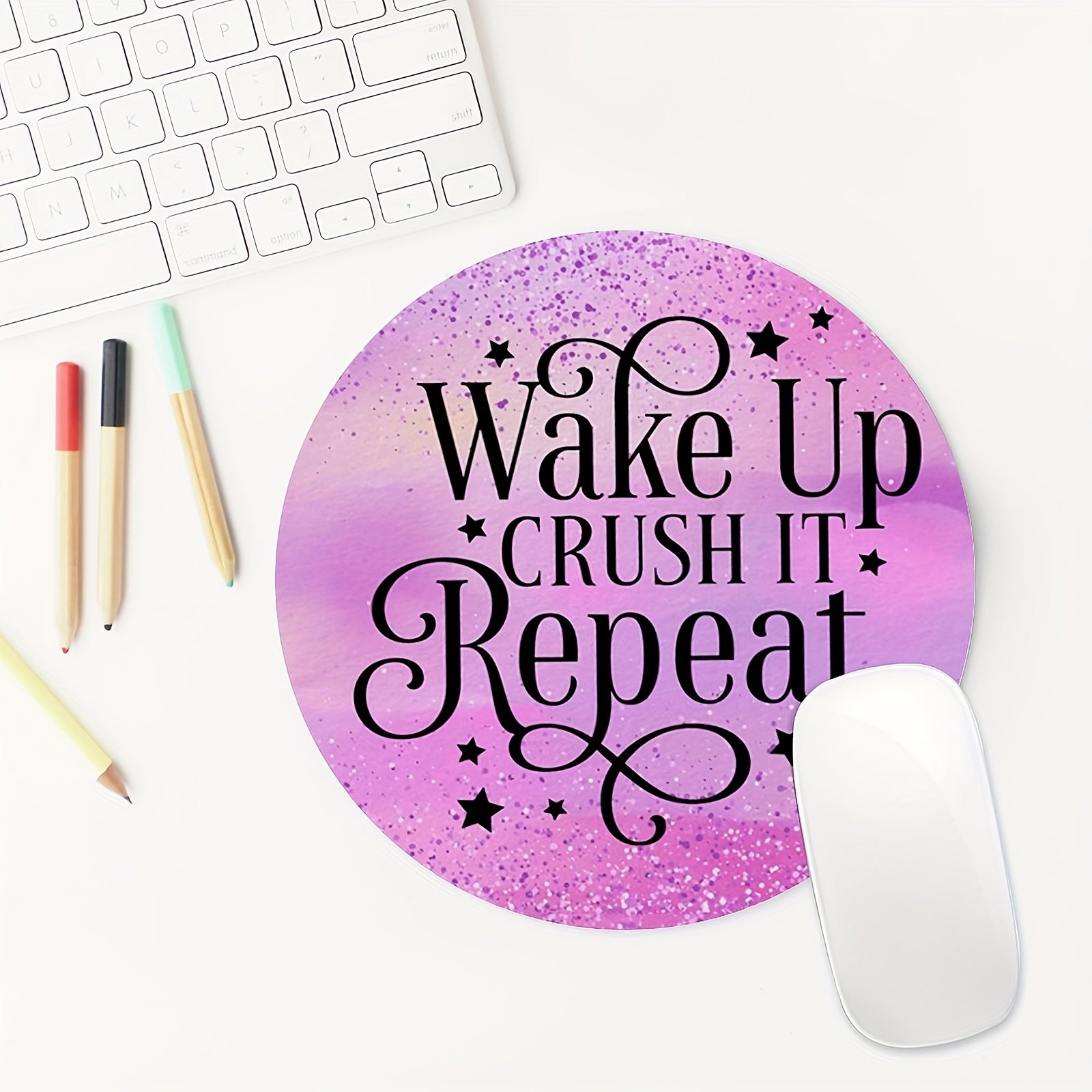 1pc Wake Up Crush It Repeat Christian Computer Mouse Pad, 7.8*7.8*0.12inch/ 19.81*19.81*0.3cm claimedbygoddesigns