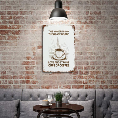 Grace and Coffee Christian Rusted Vintage Metal Wall Art Tin Sign-11.8"x7.9"/ 30x20cm