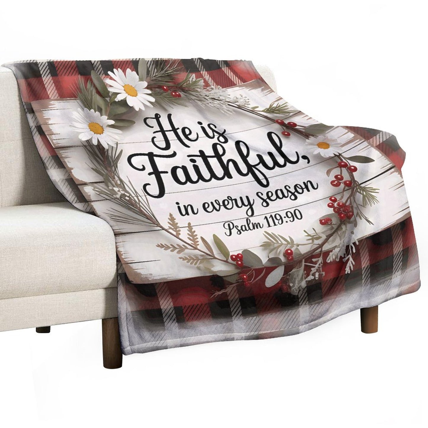 He Is Faithful Christian Flannel Throw Blanket