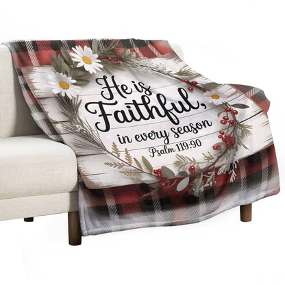 He Is Faithful Christian Flannel Throw Blanket