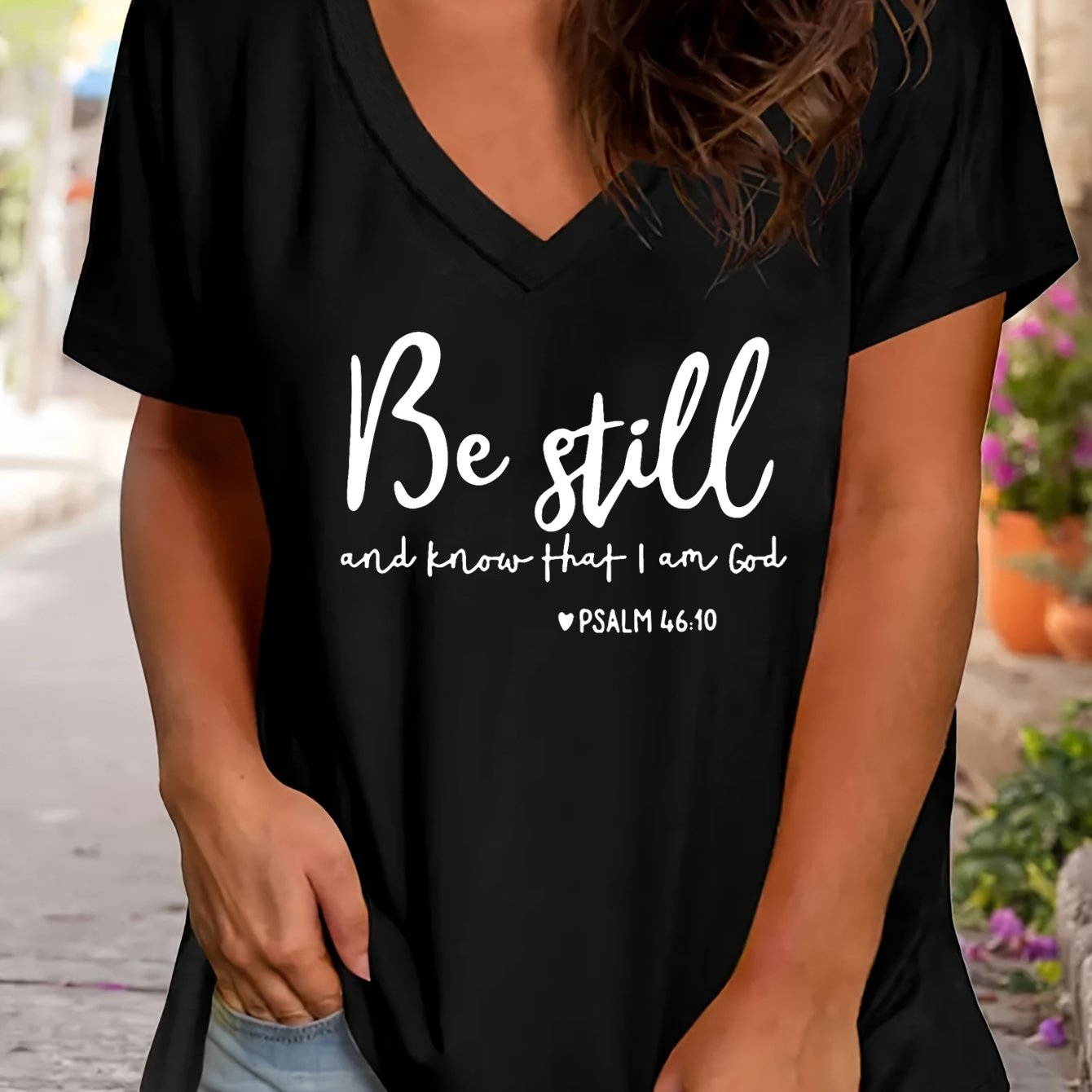 Be Still Plus Size Women's Christian V Neck T-Shirt claimedbygoddesigns