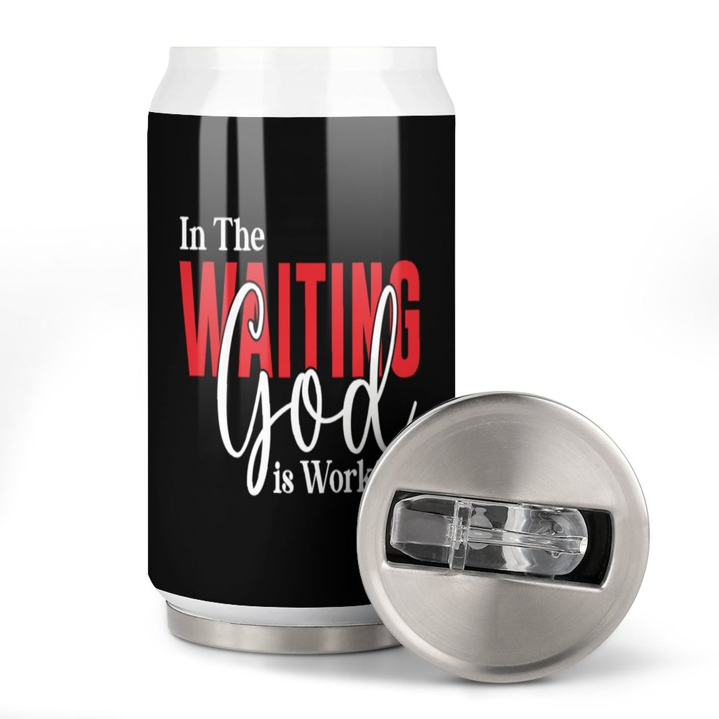 In The Waiting God Is Working Christian Stainless Steel Tumbler with Straw SALE-Personal Design