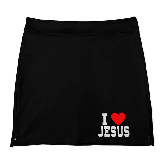 I Love Him Women's Christian Anti-peep Skort with Pocket