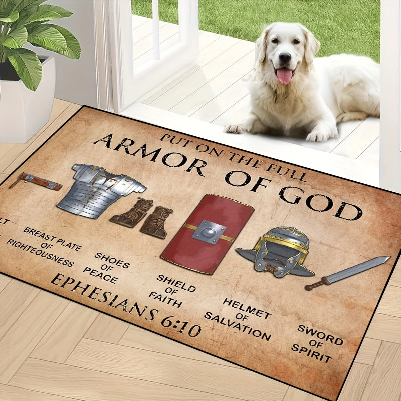 Put On The Full Armor Of God Christian Pattern Doormat claimedbygoddesigns