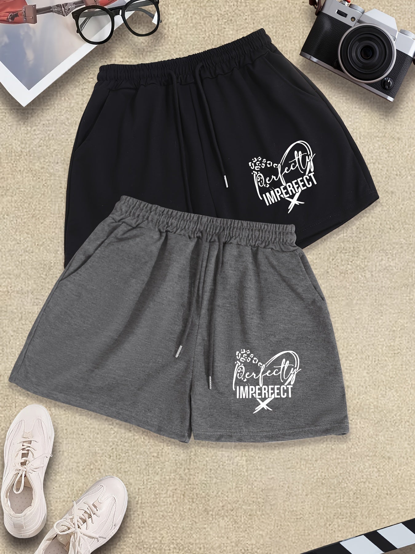 Perfectly Imperfect 2Pcs Plus Size Women's Christian Shorts claimedbygoddesigns